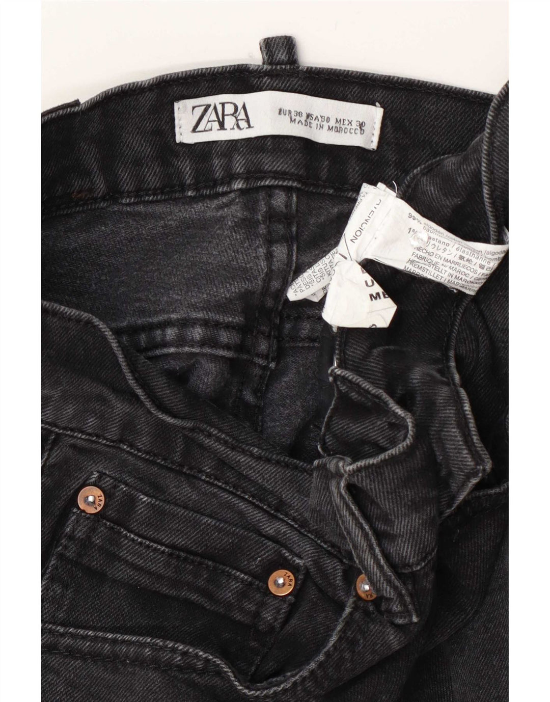 Zara Herren Slim Jeans EU 38 Small W30 L30 Schwarze Baumwolle
