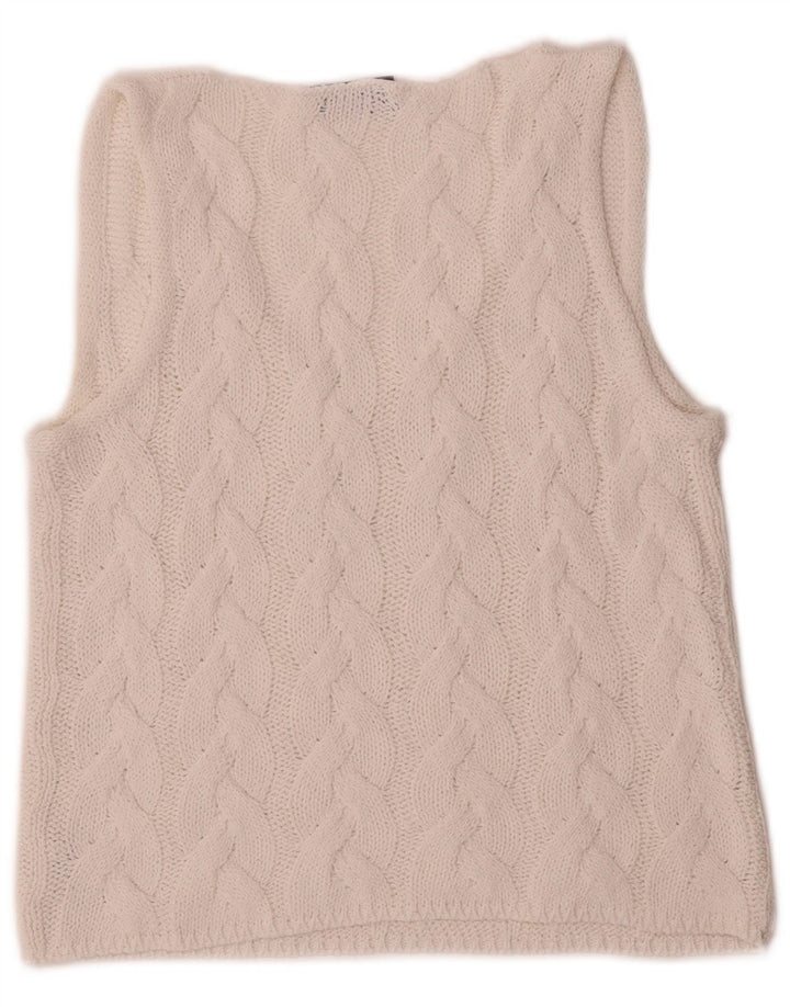 Vintage Damen Crop Weste Tank Top IT 40 Kleine weiße Viskose