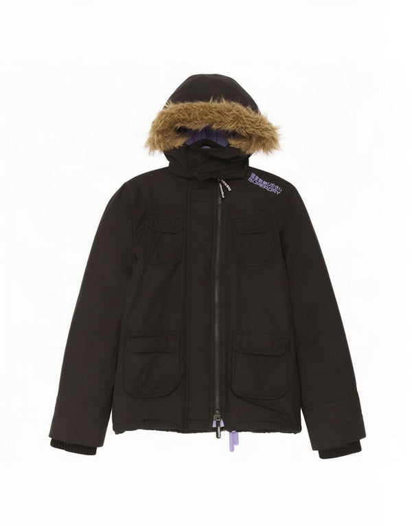 Superdry Damen The Windcheater Hooded Windjacke UK 10 Small Schwarz