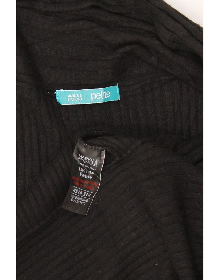Marks & Spencer Damen Asymmetrischer Cardigan-Pullover UK 14 Medium Schwarz