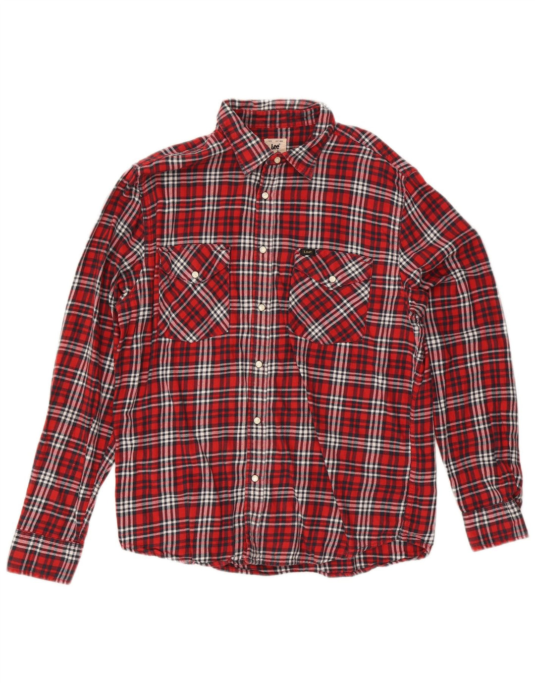 Lee Herren-Flanellhemd XL, rot kariert, Baumwolle