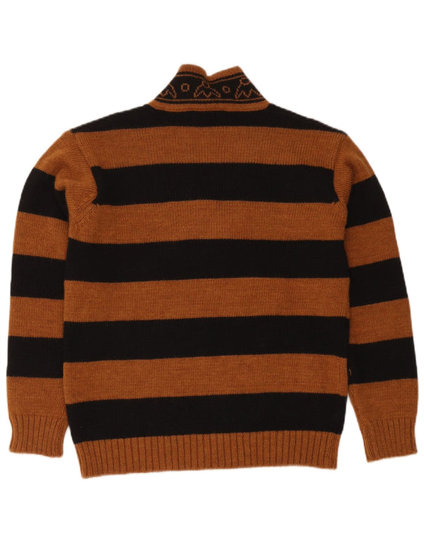 Pietronilla Damen-Pullover mit V-Ausschnitt, Gr. 10, klein, braun gestreift