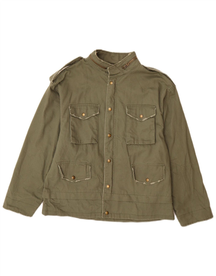 Zara Damen Militär-Utility-Jacke UK 14 Medium Khaki Cotton Army