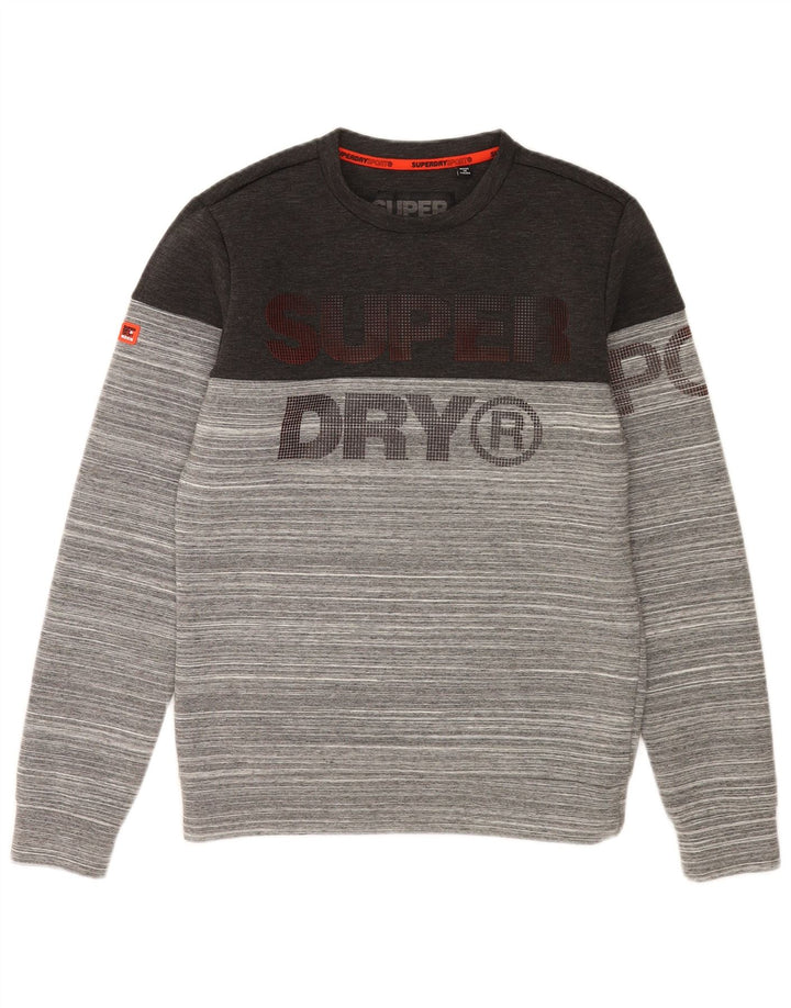 Superdry Herren-Sweatshirt mit Grafik, klein, grau gestreift, Polyester