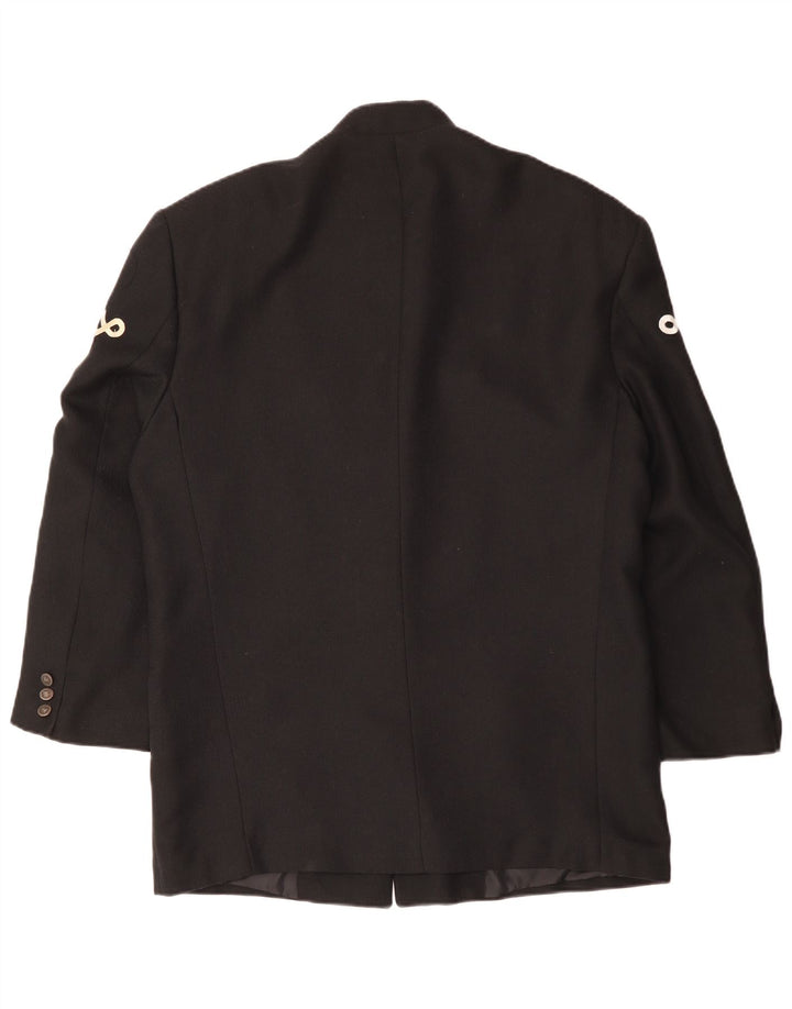 VINTAGE Herren 5-Knopf-Blazerjacke UK 40 Große schwarze Viskose