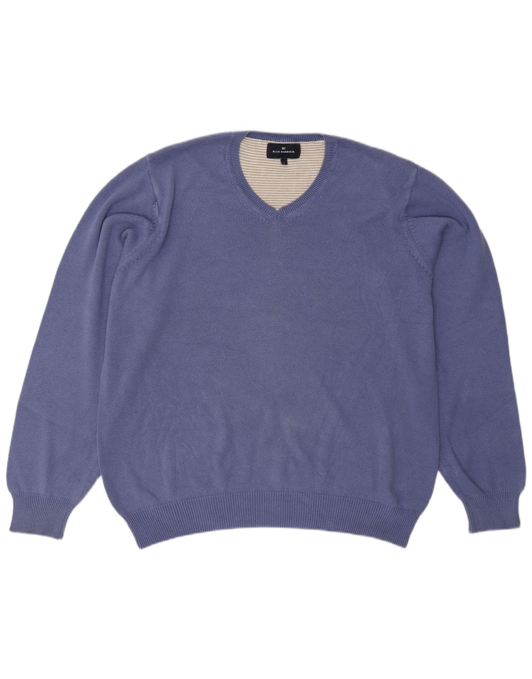 Marks & Spencer Herren Blue Harbor V-Ausschnitt Pullover Pullover Große blaue Baumwolle
