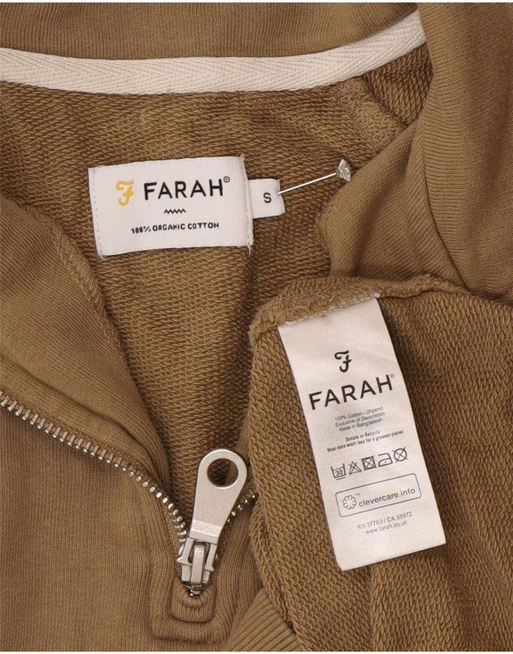 Farah Herren-Sweatshirt mit 1/4-Reißverschluss, Größe S, Grün, Baumwolle