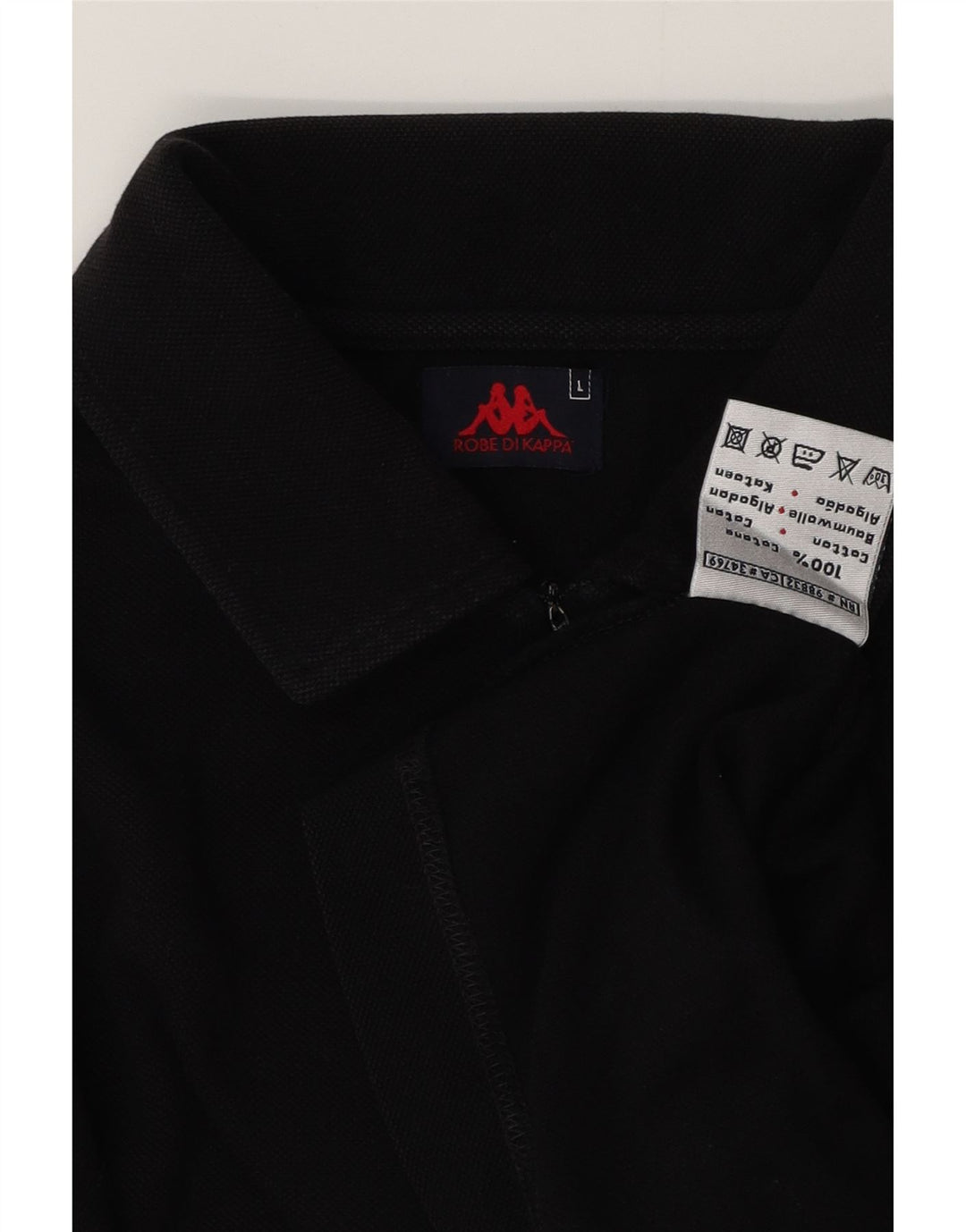 Kappa Herren-Poloshirt, groß, schwarze Baumwolle