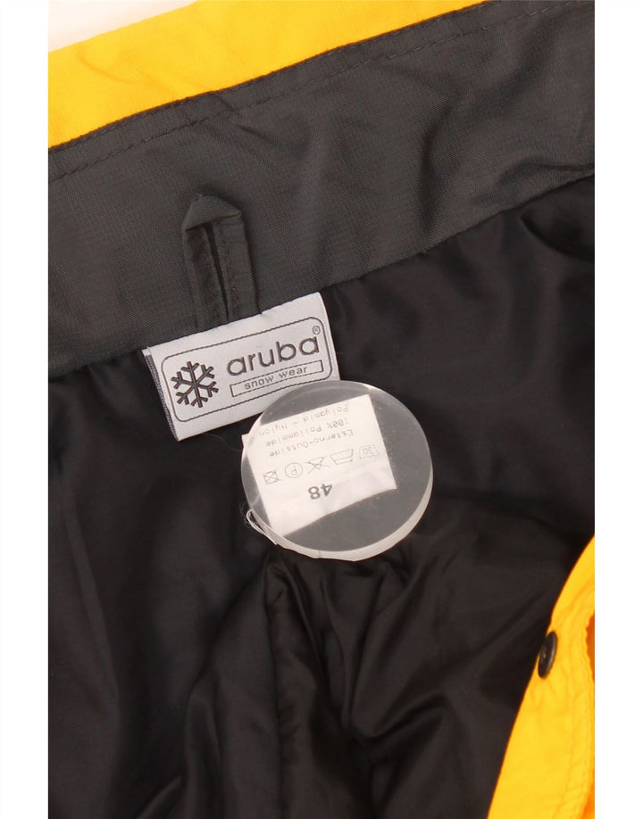 Vintage Herren wasserdichte Skijacke IT 48 Mittelgelb Farbblock
