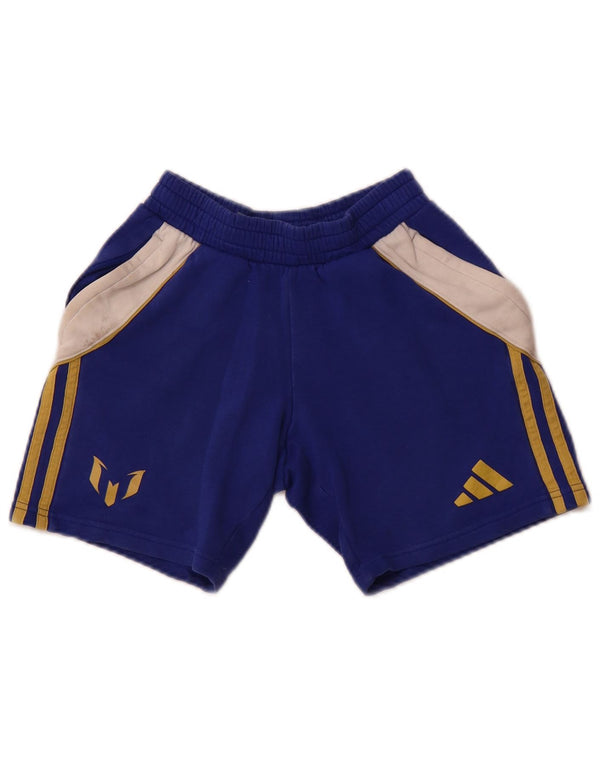 Adidas MESSI Sportshorts für Jungen, 9–10 Jahre, blaue Farbblock-Baumwolle