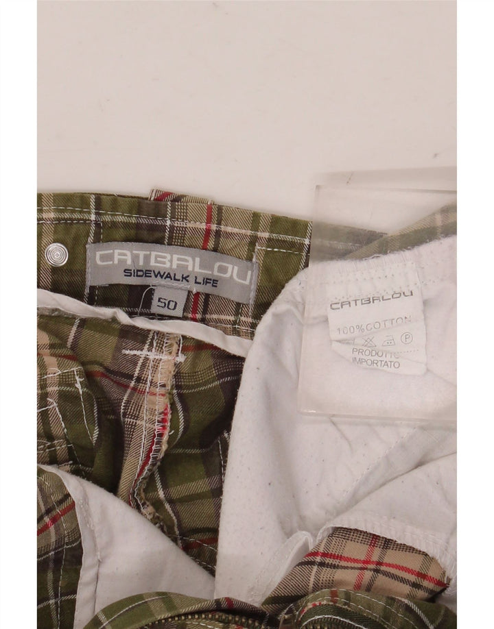 Catbalou Herren Cargoshorts IT 50 Large W38 Khaki Check Baumwolle
