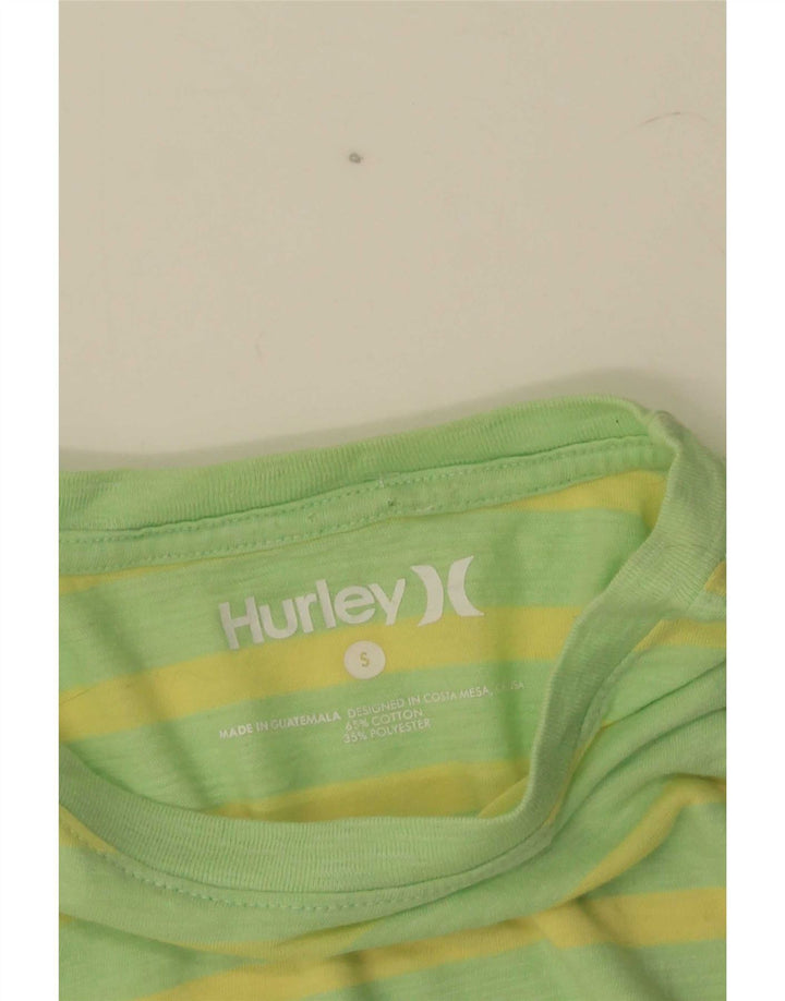 Hurley Herren-T-Shirt-Oberteil, klein, grün gestreift, Baumwolle