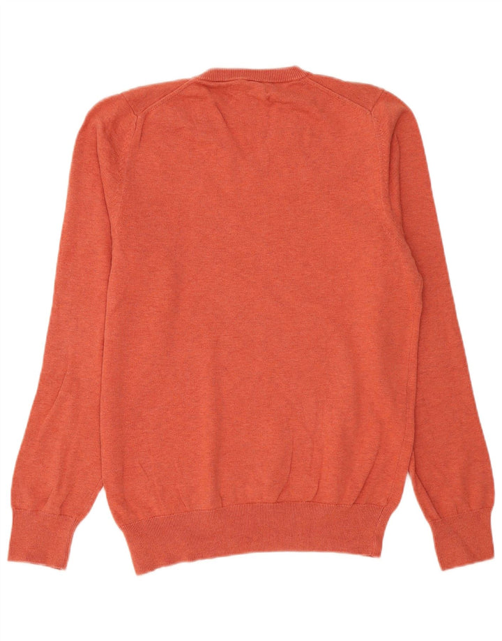 Marks & Spencer Herren-Pullover mit V-Ausschnitt, Größe S, Orange, Baumwolle
