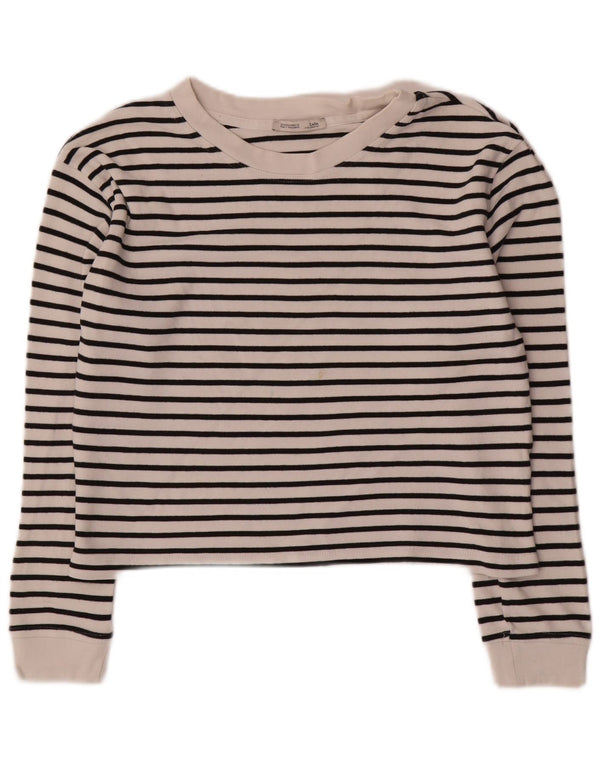 Zara Damen Langarmshirt Langarm UK 14 Mittelweiß gestreift nautisch