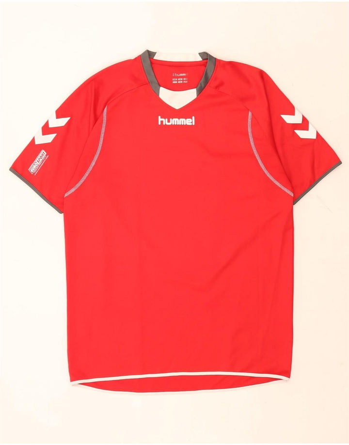 Hummel Herren Grafik-T-Shirt-Oberteil Mittelrotes Colourblock-Polyester