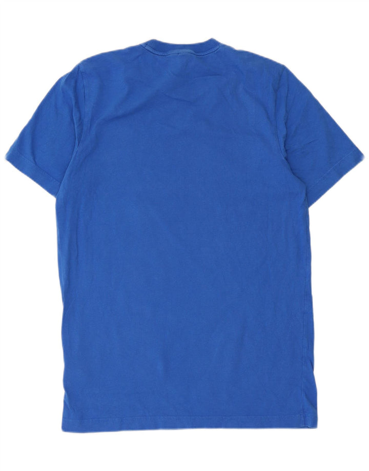 Adidas Herren Grafik-T-Shirt aus mittelblauer Baumwolle