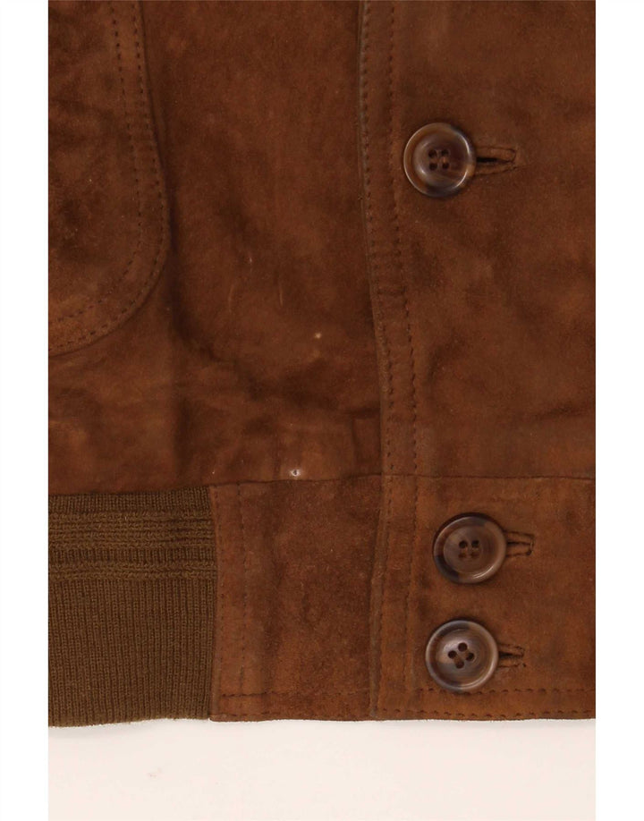 Vintage Herren Wildleder Bomberjacke IT 54 2XL Braunes Leder