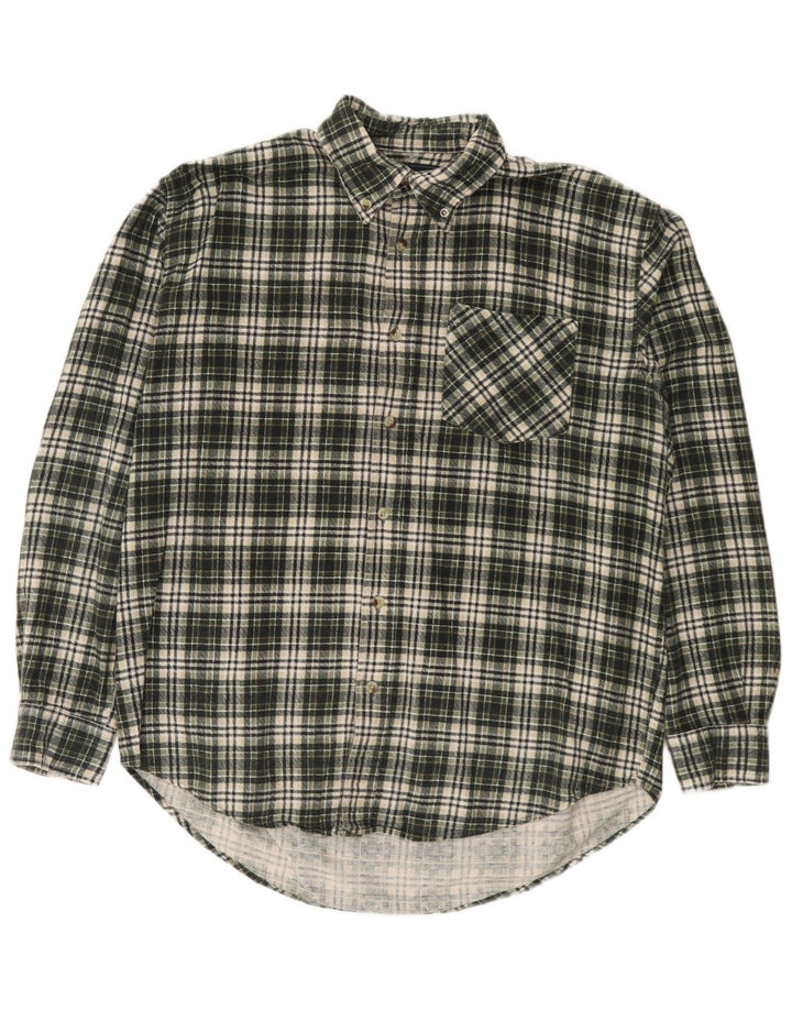Vintage Herren-Flanellhemd, groß, grün kariert, Baumwolle
