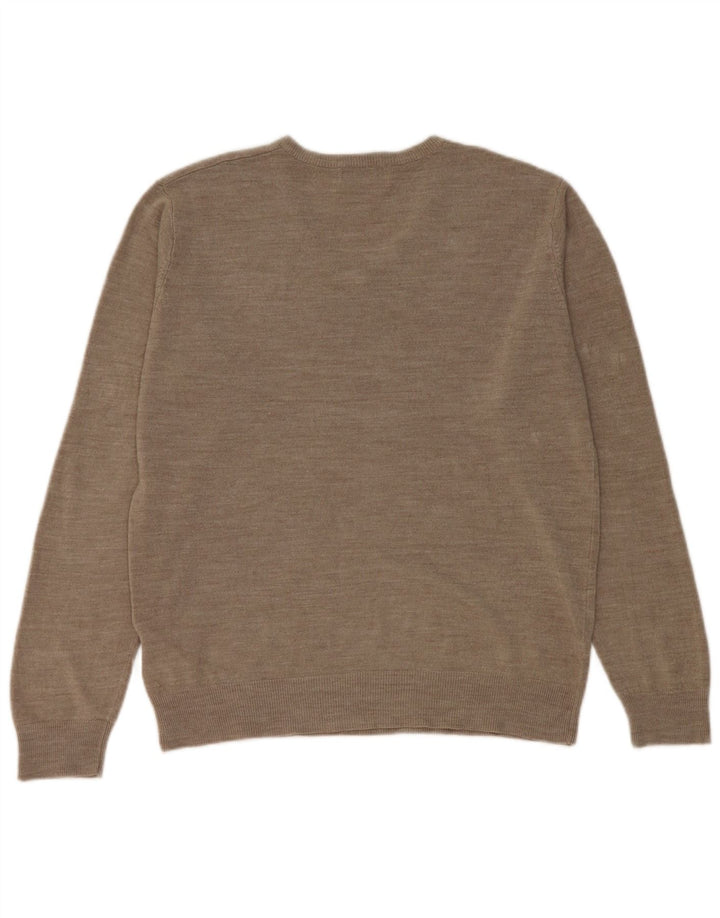 Marks & Spencer Herren-Pullover mit normaler Passform, V-Ausschnitt, großes Beige, Acryl