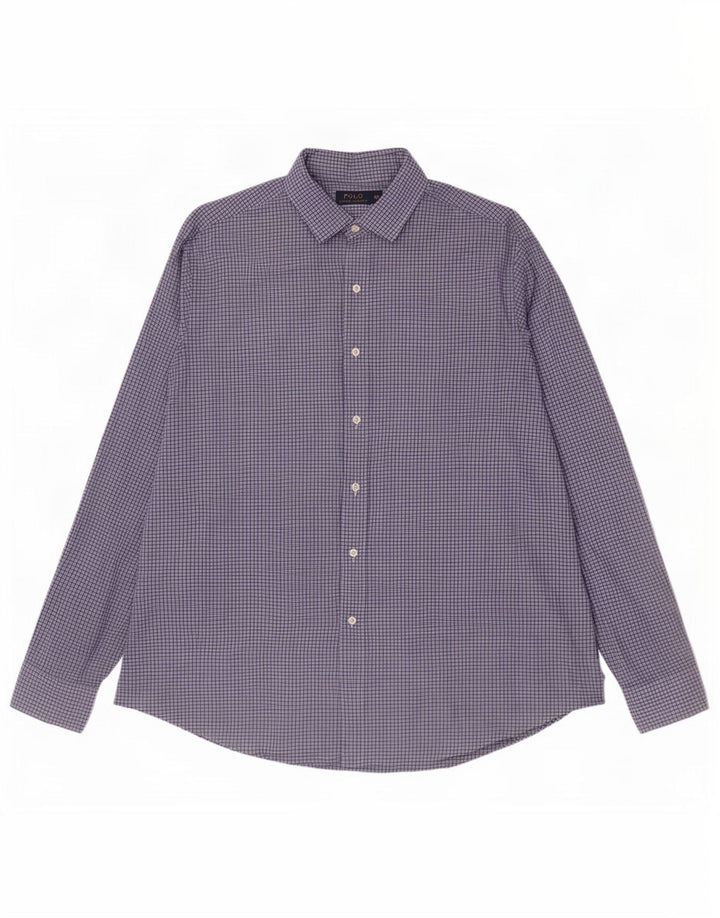 Polo Ralph Lauren Herrenhemd 2XL blau kariert Baumwolle