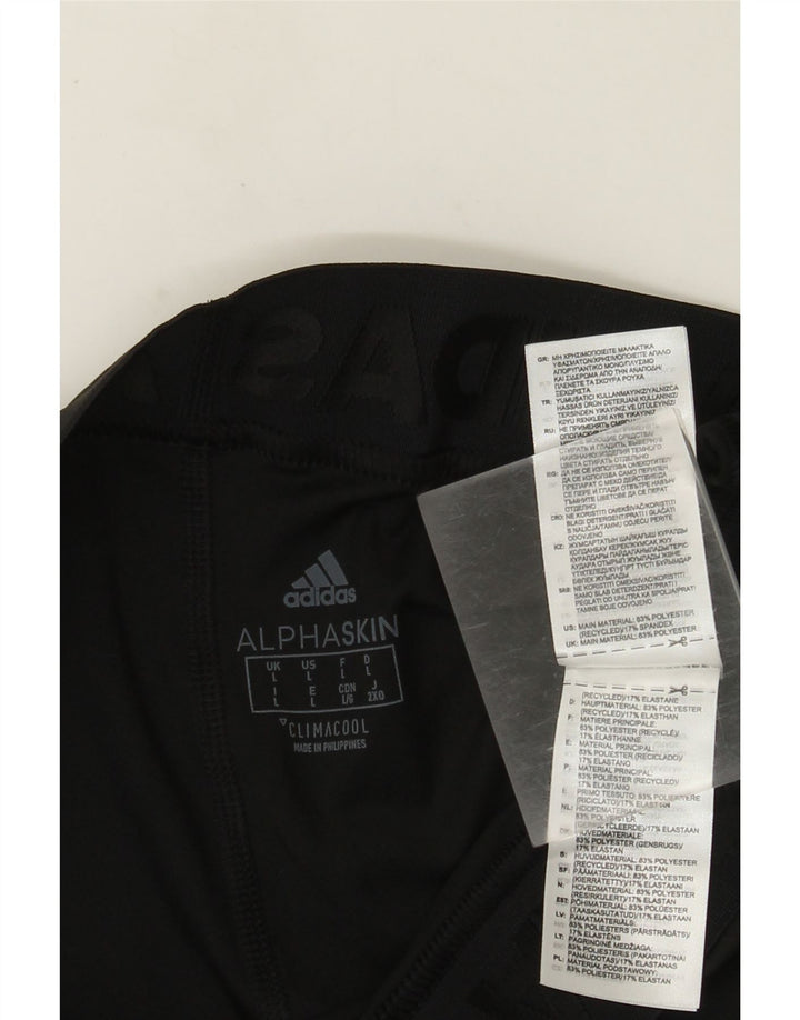 Adidas Damen Climacool Graphic Leggings UK 16 Large Schwarz Polyester