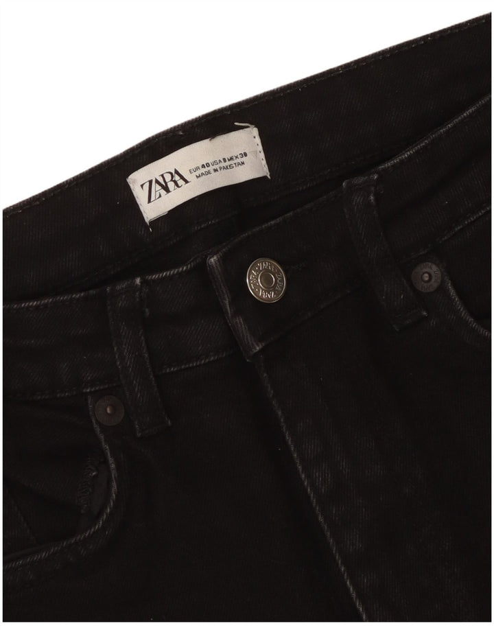 Zara Damen-Jeans mit hoher Taille, kurz geschnitten, EU 40, mittelgroß, W30, L25, Schwarz