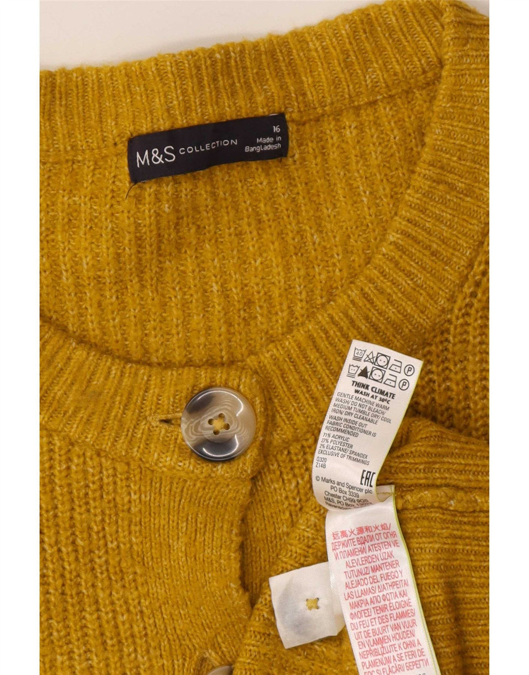 Marks & Spencer Damen-Cardigan-Pullover UK 16 Large Gelb Acryl