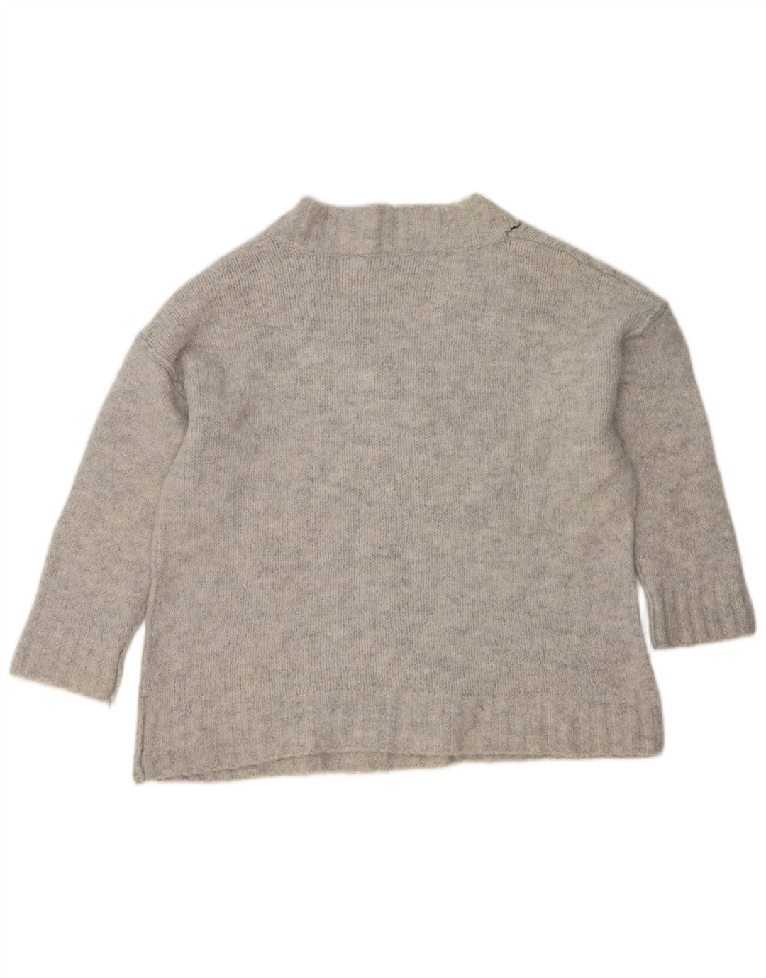Zara Damen-Pullover, übergroß, V-Ausschnitt, Gr. 10, Größe S, Grau, Acryl