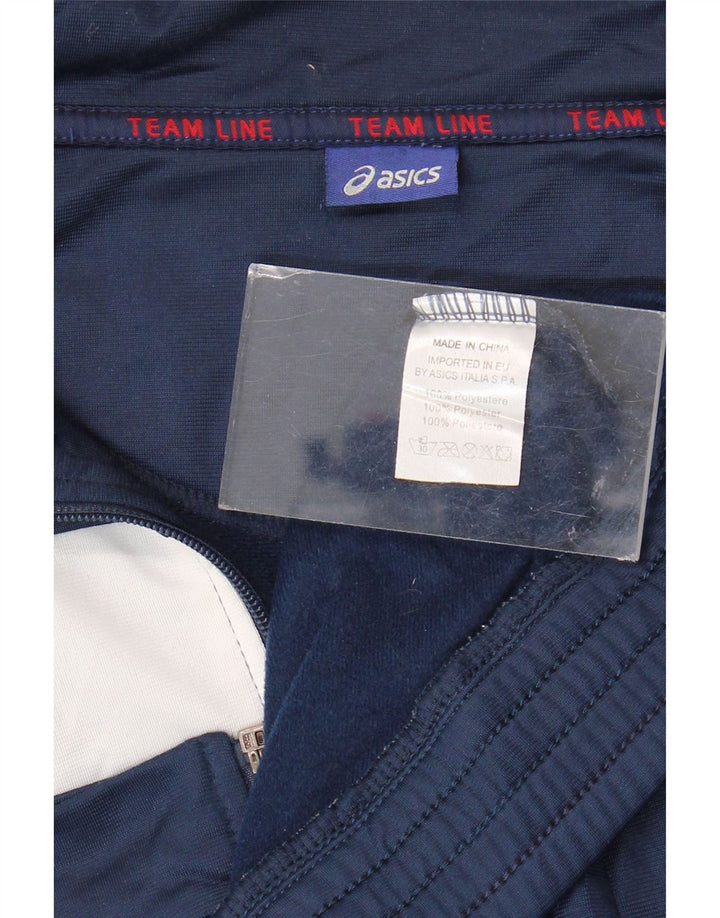 Asics Herren-Trainingsanzugoberteil, Jacke, 2XL, Marineblau, Farbblock-Polyester