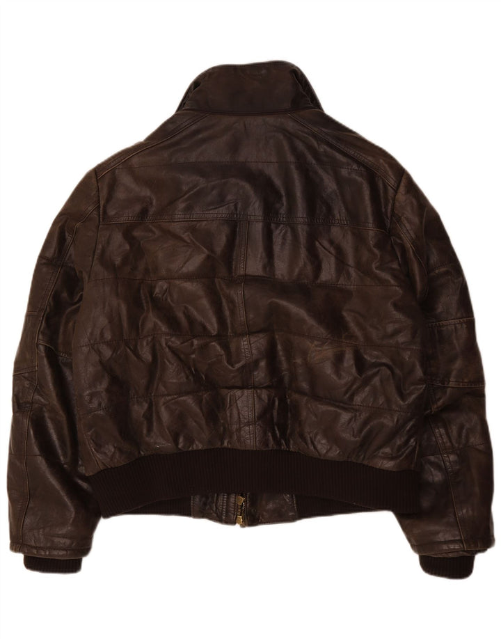 Vintage Herren Bomber Lederjacke IT 54 2XL Braunes Leder