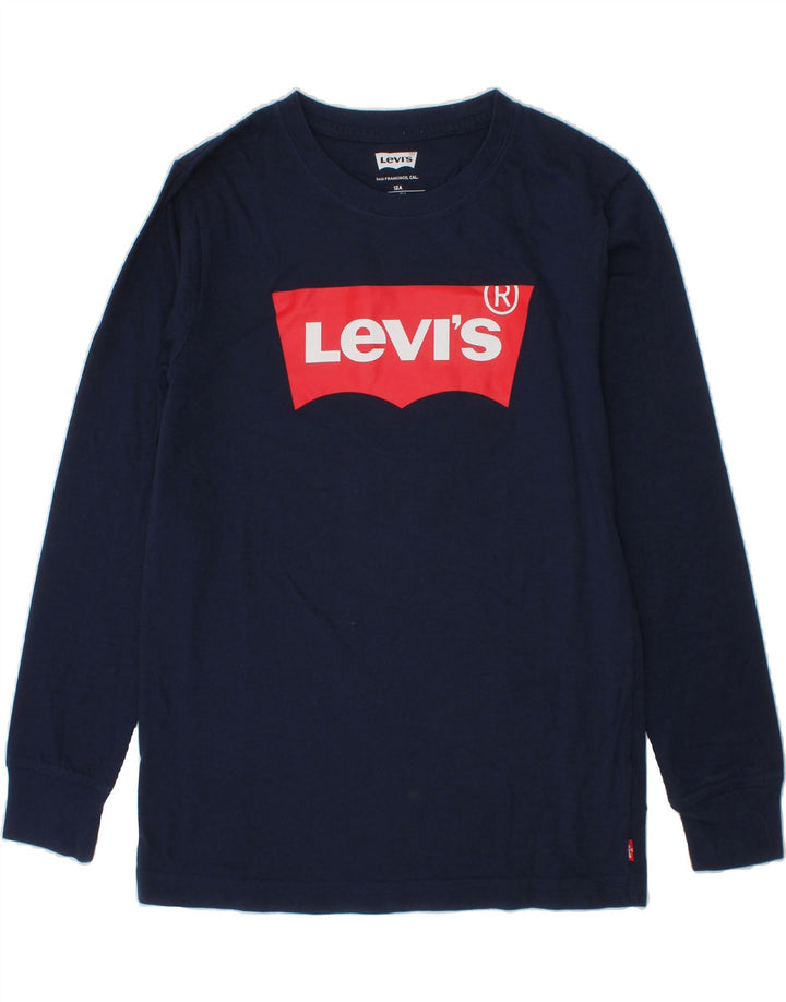 LEVI'S Boys Graphic Top Long Sleeve 11-12 Years Navy Blue Cotton Vintage Levi's and Second-Hand Levi's from Messina Hembry 