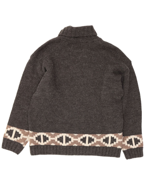 Kaos Rollkragenpullover für Damen, UK 14, Größe L, graue, geometrische Wolle