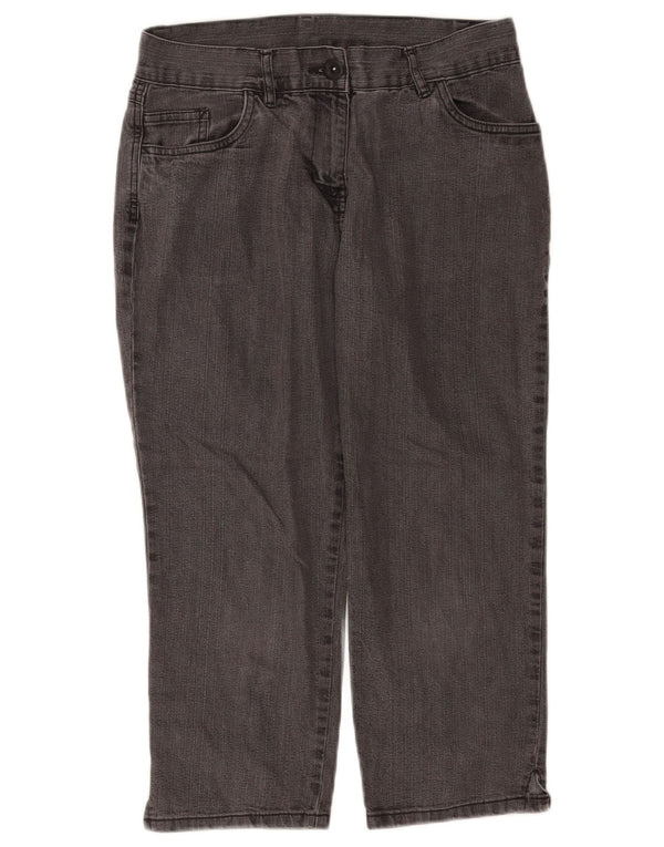 Marks & Spencer Damen Capri-Jeans UK 10 Small W28 L21 Schwarze Baumwolle