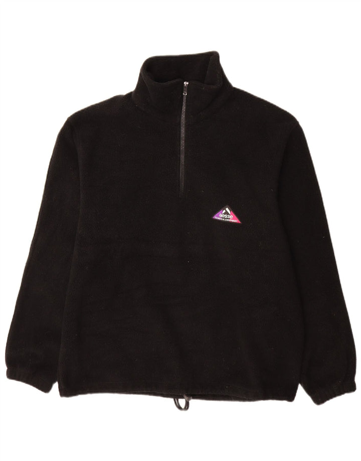 Aesse Herren-Fleecepullover mit Reißverschluss am Hals, Mittelschwarzes Polyester