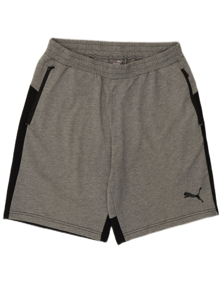 Puma Herren-Sportshorts, groß, graue Colourblock-Baumwolle