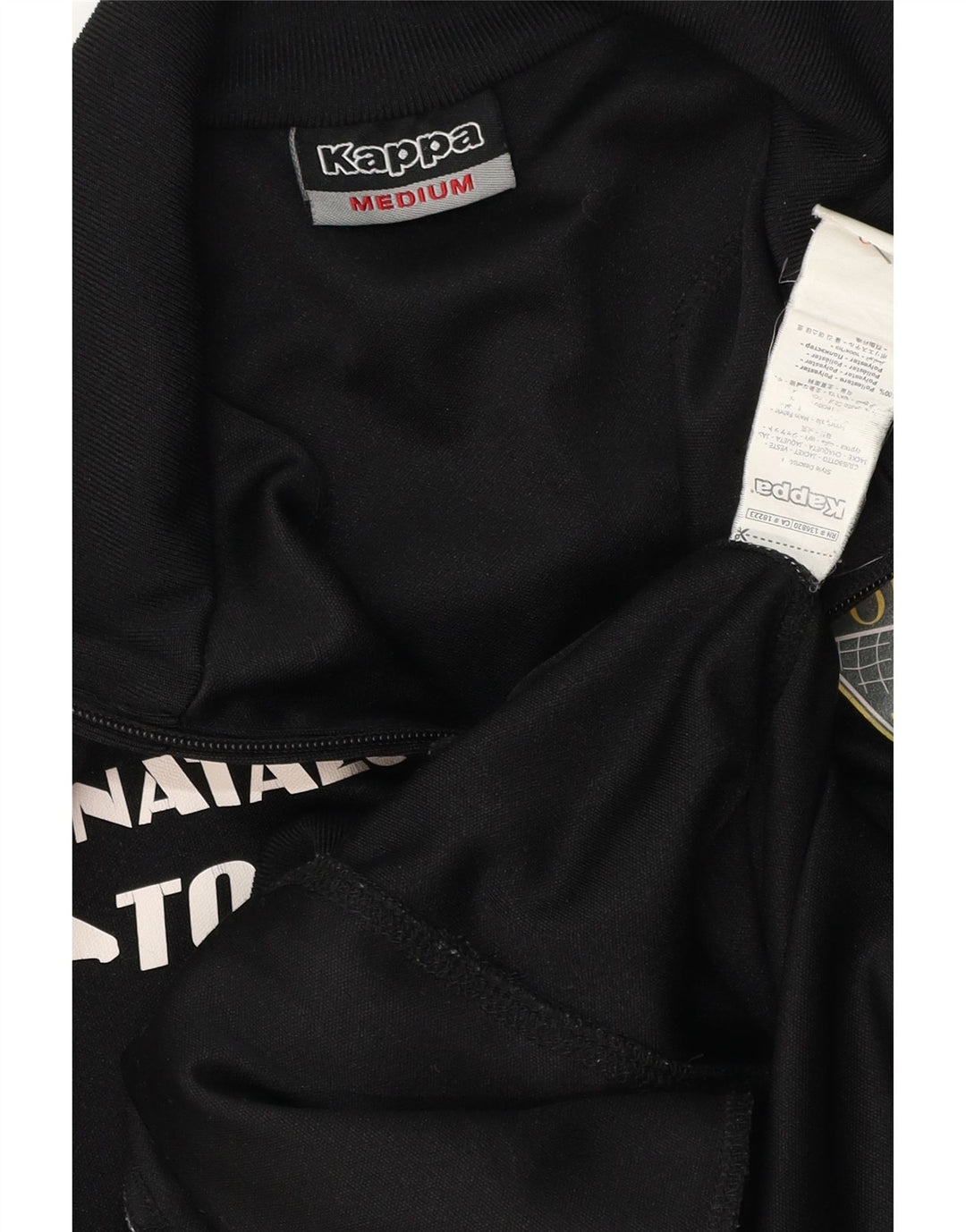 KAPPA Herren-Trainingsanzugoberteil mit Grafik, Mittelschwarzes Polyester