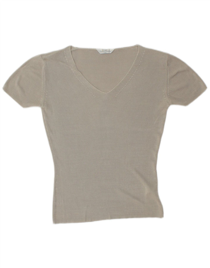 Marks & Spencer Damen-T-Shirt in Übergröße, Gr. 10, Größe S, Grau, Seide