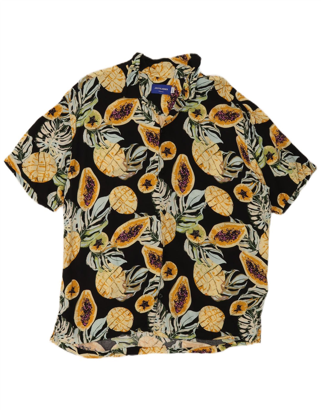 Jack & Jones Herren Kurzarmhemd Medium Black Floral Viscose
