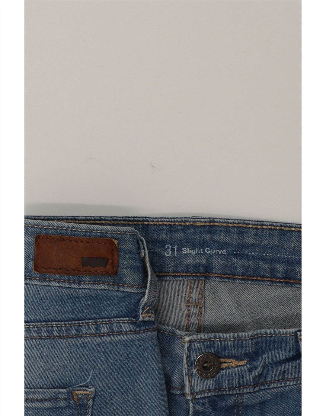 LEVI'S Womens Slight Curve Mid Rise Slim Jeans W31 L30 Blue Cotton Vintage Levi's and Second-Hand Levi's from Messina Hembry 