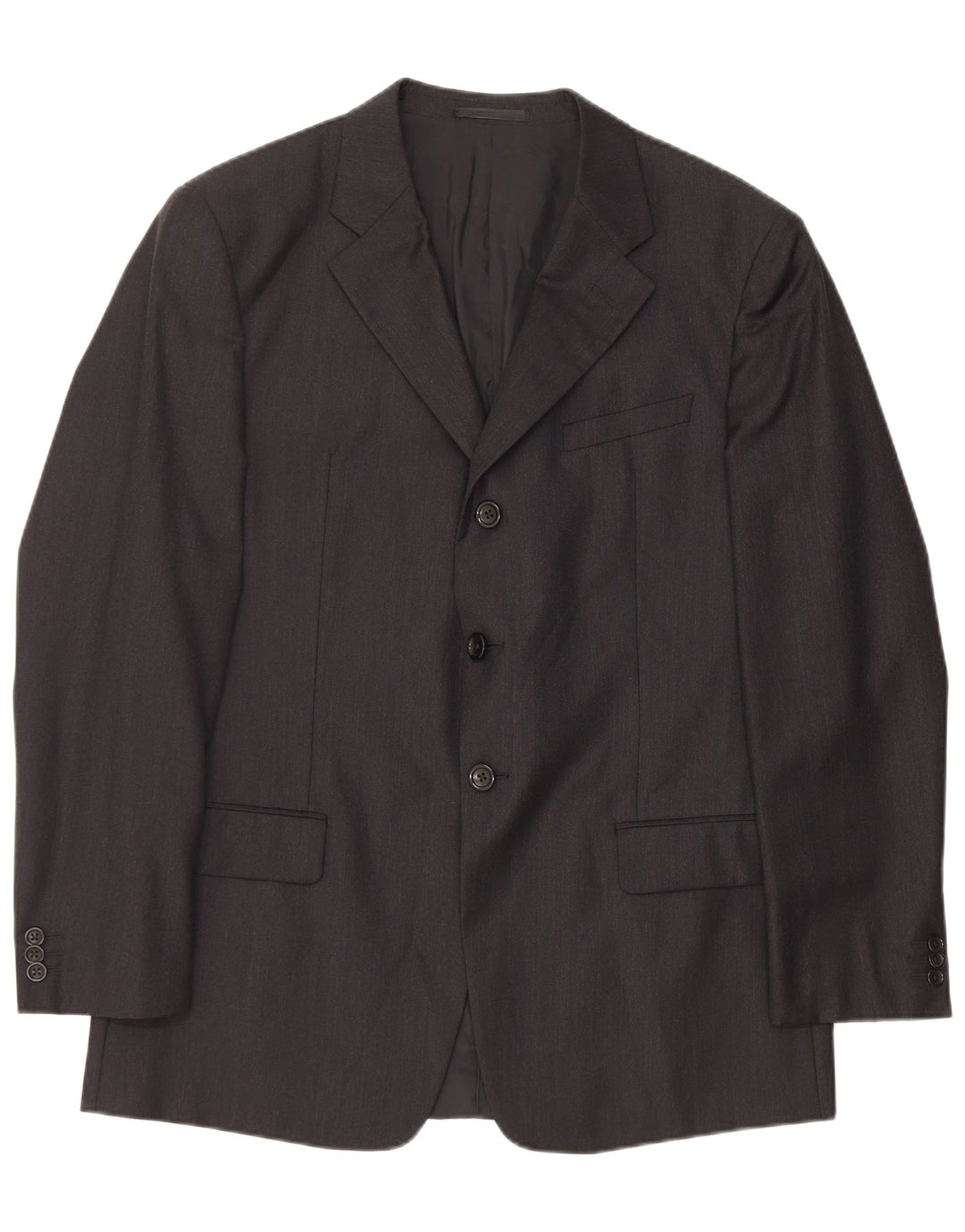 ARMANI COLLEZIONI Herren 3-Knopf-Blazerjacke IT 52 XL Schwarze Wolle