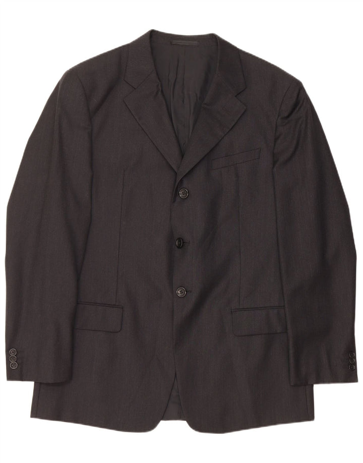 ARMANI COLLEZIONI Herren 3-Knopf-Blazerjacke IT 52 XL Schwarze Wolle