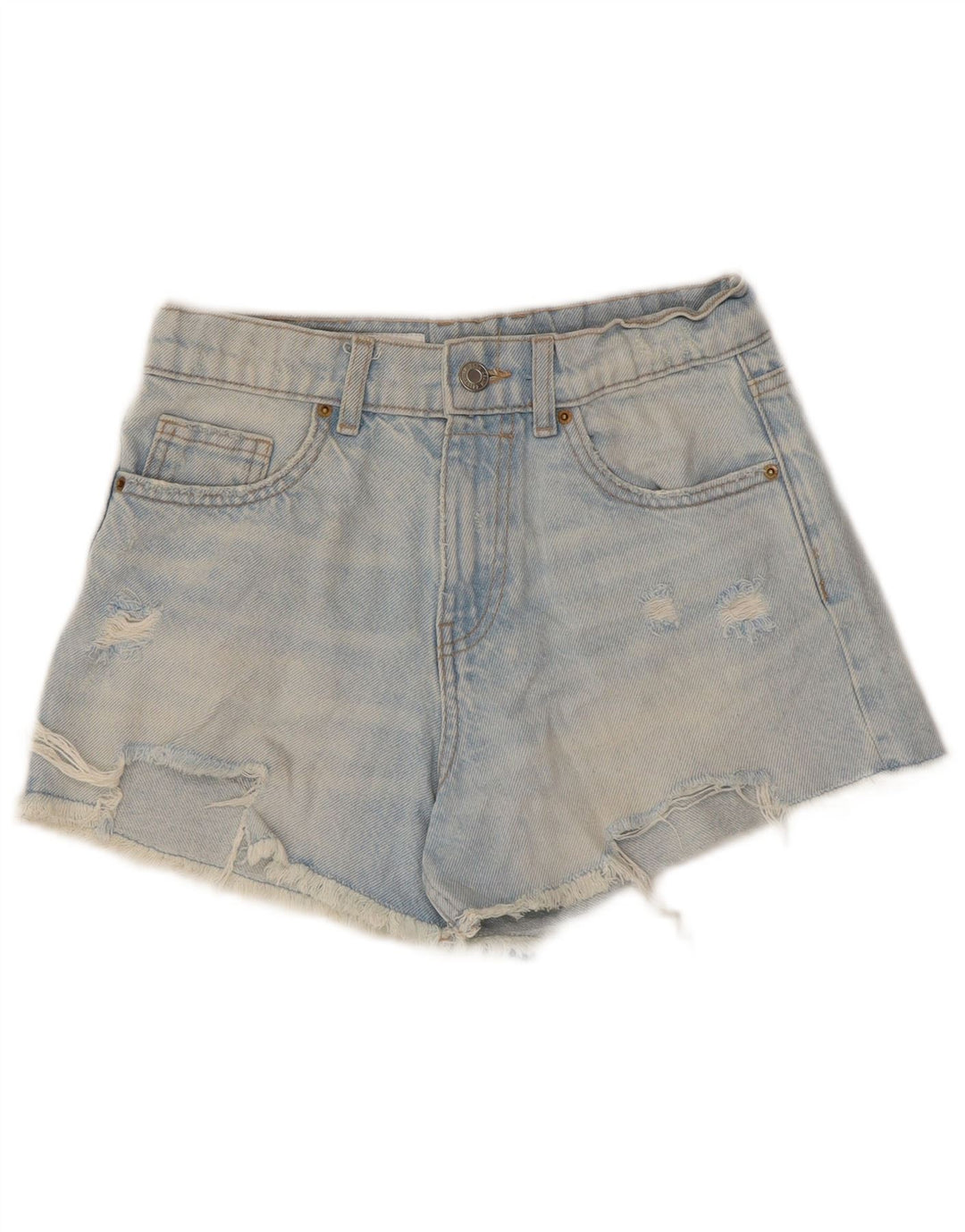ZARA Jeansshorts im Used-Look für Mädchen, 13–14 Jahre, W28, blaue Baumwolle