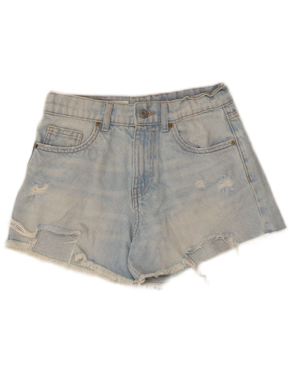 ZARA Jeansshorts im Used-Look für Mädchen, 13–14 Jahre, W28, blaue Baumwolle