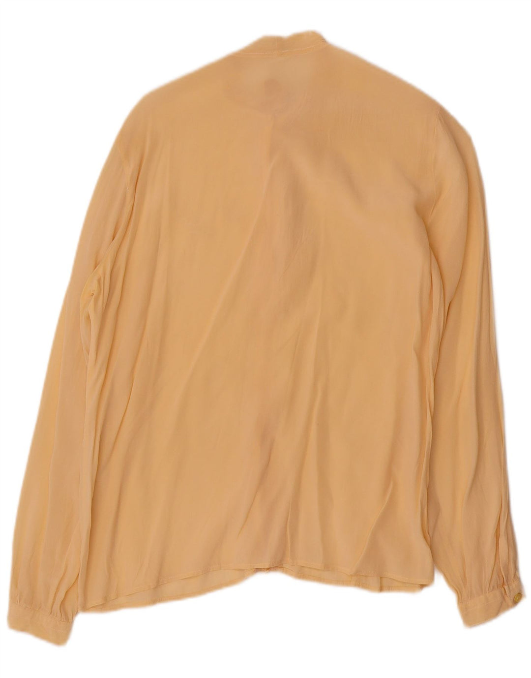 Vintage Damen-Hemdbluse mit Vorderkrawatte, IT 46, große gelbe Seide