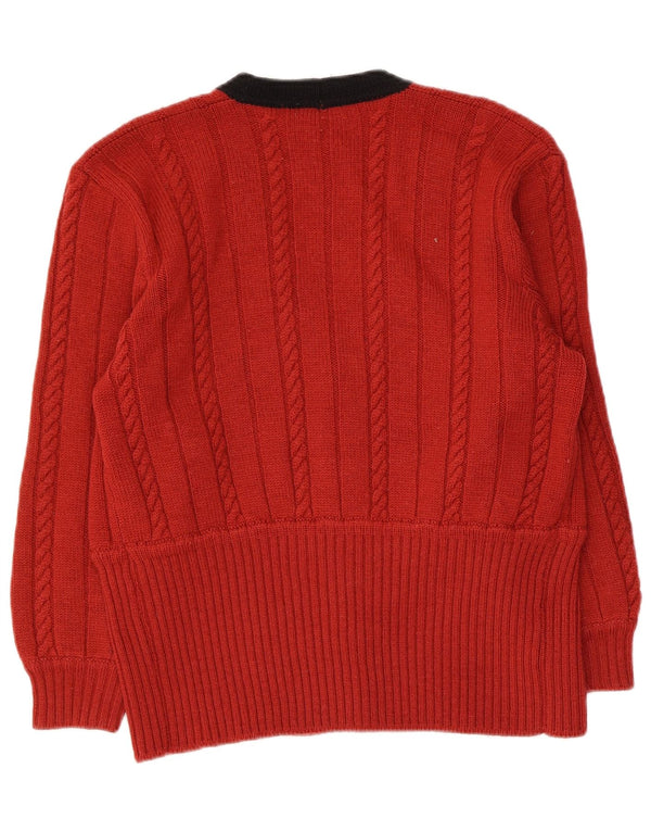 Vintage Damen Cardigan Pullover UK 14 Mittelrote Schurwolle