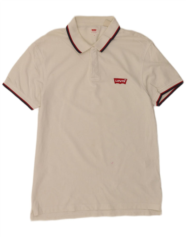 Levi's Herren-Poloshirt aus mittelweiß gestreifter Baumwolle