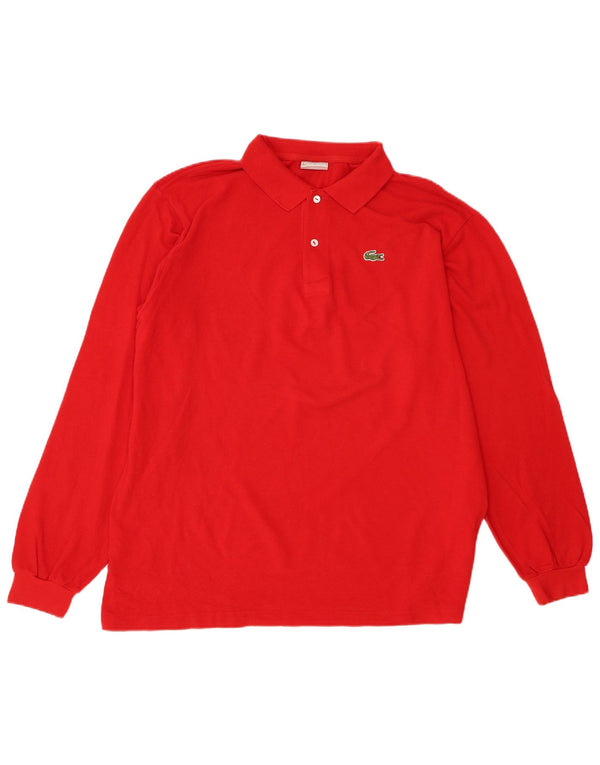 Lacoste Herren-Langarm-Poloshirt, Größe 6 XL, rote Baumwolle
