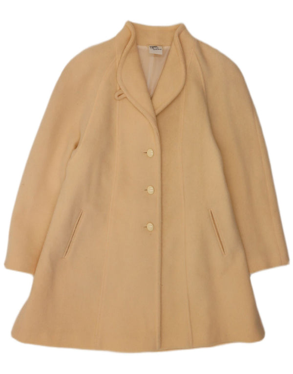 Vintage Damen Mantel UK 14 Große Beige Schurwolle