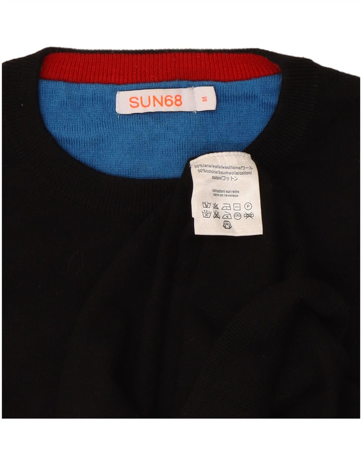Sun68 Herren-Pullover mit Rundhalsausschnitt, mittelschwarze Wolle