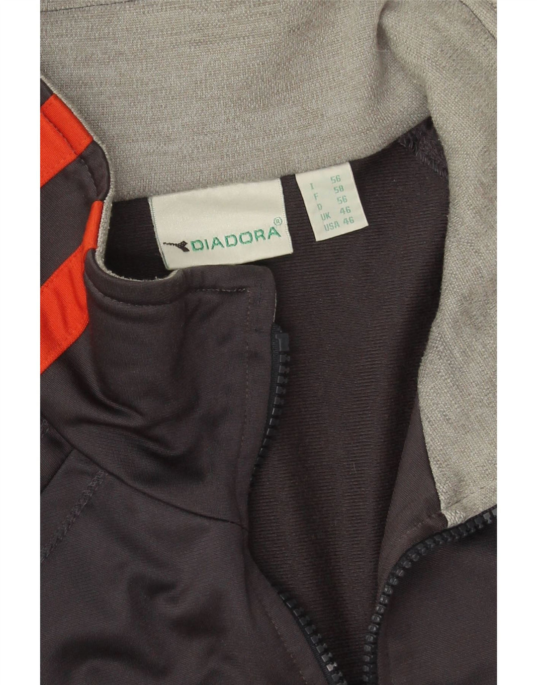 Diadora Herren-Trainingsanzug-Top-Jacke, UK 46 2XL, graues Colourblock-Polyester